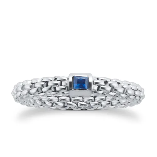 18ct White Gold Souls Blue Sapphire Ring - Size Medium