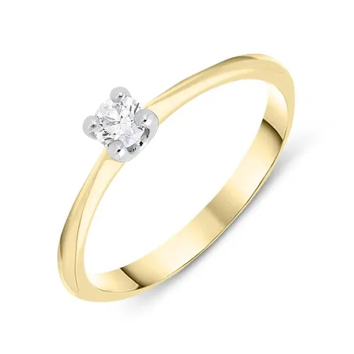 18ct Yellow Gold 0.15ct Brilliant Cut Diamond Solitaire Ring - N