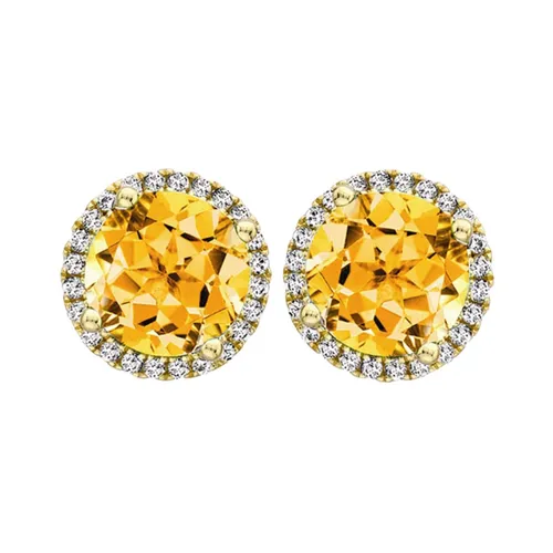 18ct Yellow Gold 0.19ct Diamond & Citrine Stud Earrings