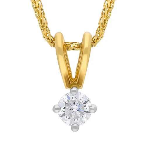 18ct Yellow Gold 0.20ct Diamond Brilliant Cut Solitaire Pendant Necklace