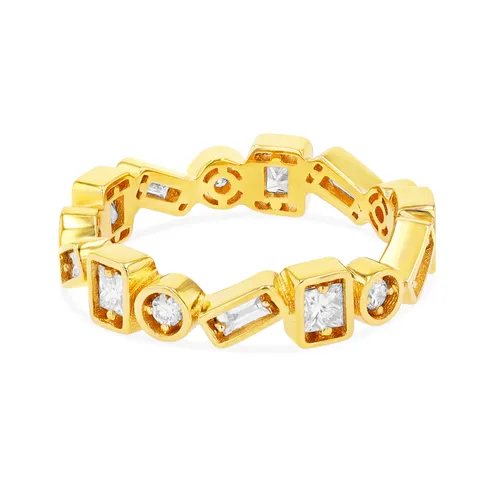 18ct Yellow Gold 0.33ct Baguette Diamond Stacker Ring - Ring L