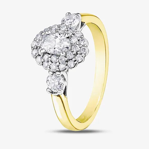 18ct Yellow Gold 0.80ct Multi-Cut Diamond Oval Cluster Ring 31169YW/80-18 N