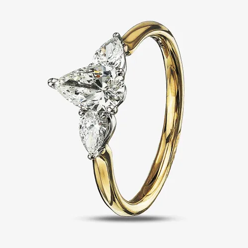 18ct Yellow Gold 0.90ct Pear Cut Diamond Three Stone Ring 31151YW/90-18 N