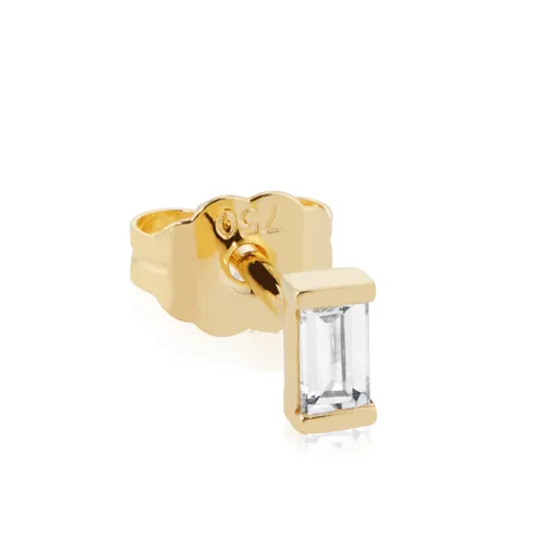 18ct Yellow Gold Baguette 0.06ct Diamond Single Traditional Stud Earring