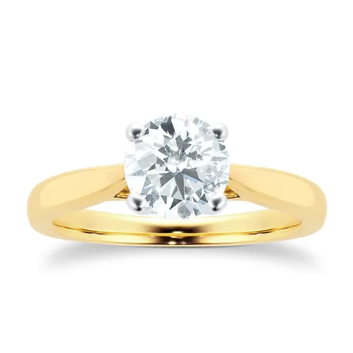 18ct Yellow Gold Brilliant Cut 1.00 Carat 88 Facet Diamond Ring - Ring Size K