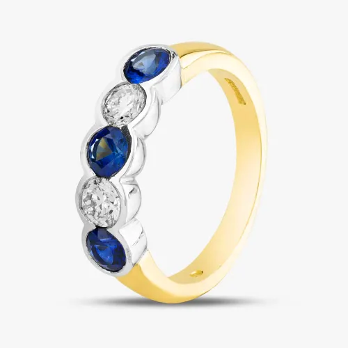 18ct Yellow Gold Brilliant Cut Sapphire & Diamond Five Stone Ring 23690G4 M