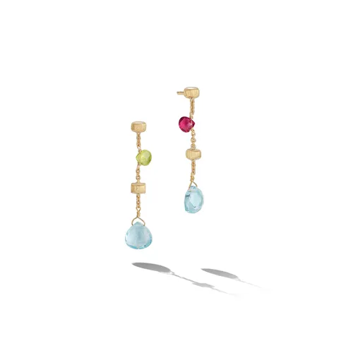 18ct Yellow Gold Paradise Collection Mixed Gemstone Drop Earrings