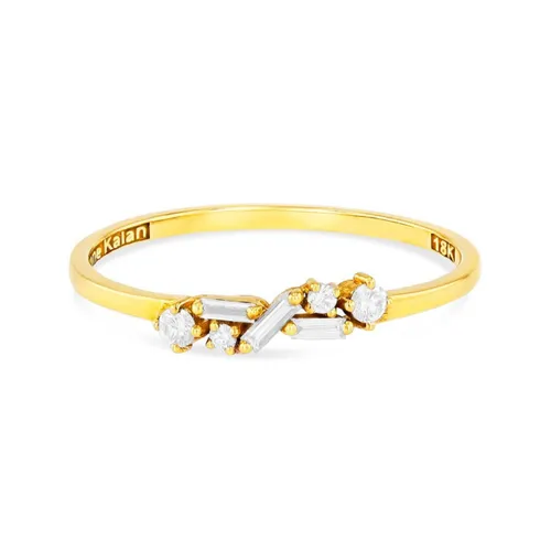 18ct Yellow Gold Round & Baguette Diamond Ring - Ring M