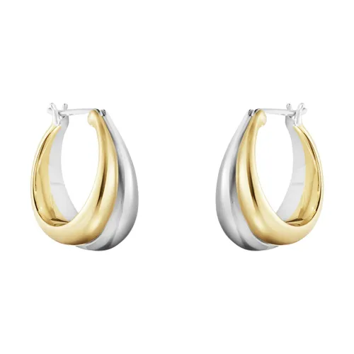 18ct Yellow Gold & Sterling Silver Curve Hoop Earrings