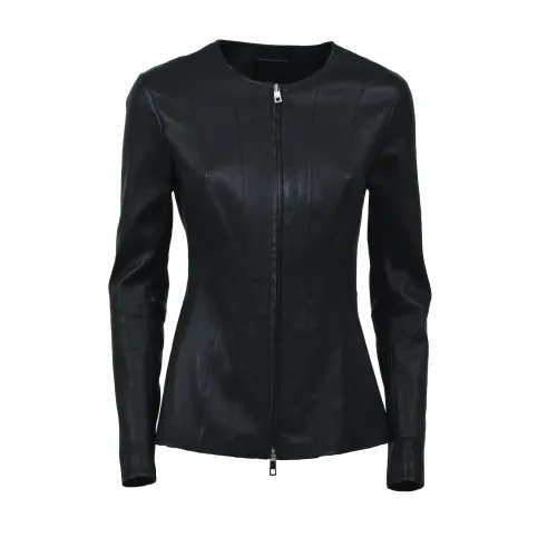 1972 Desa , Black Fitted Jacket with Two-Way Zip Opening ,Black female, Sizes: