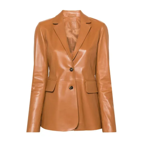 1972 Desa , TAN Leather Blazer Jacket ,Brown female, Sizes: