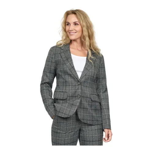 2-Biz , Checkered Dalina Blazer with Long Sleeves ,Gray female, Sizes: