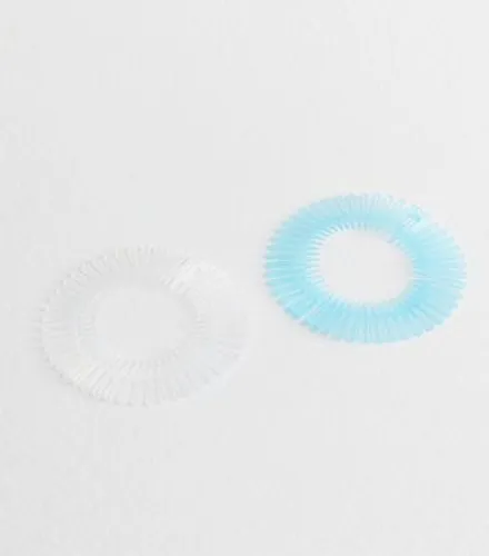 2 Pack Clear and Blue Stretch Comb Headbands New Look