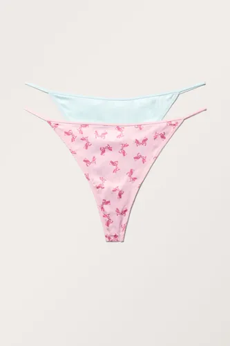 2-pack Low Waist Shiny Thongs - Pink