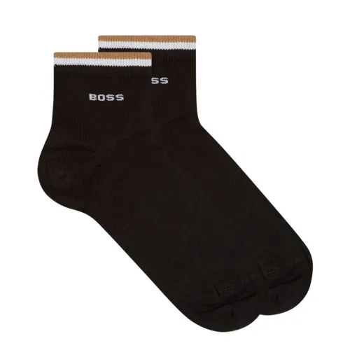 2 Pack Stripe Ankle Socks - Black