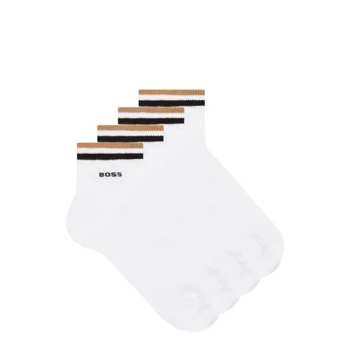 2 Pack Stripe Ankle Socks - White