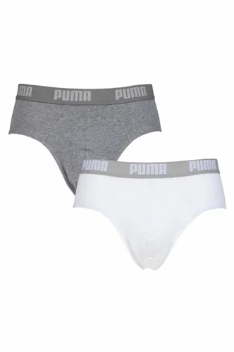 2 Pack White / Grey Melange Basic Everyday Cotton Briefs Men's Small - Puma