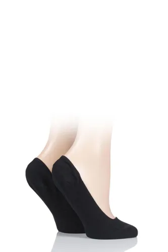 2 Pair Black Bamboo Seamless Shoe liners with Silicone Heel Grips Ladies 4-8 Ladies - Elle