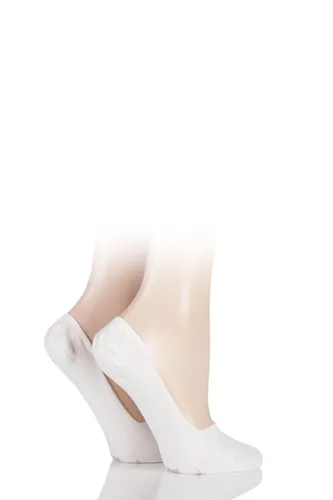 2 Pair Off White Everyday Invisible Cotton Shoe Liners Ladies 5.5-6.5 Ladies - Burlington