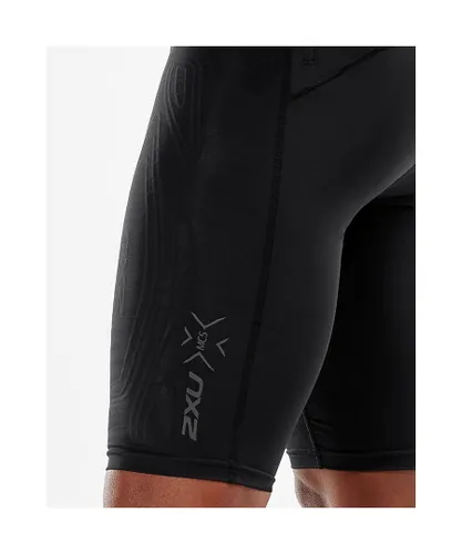 2Xu Mens Light Speed Compression Shorts Black/ Black Reflective Nylon