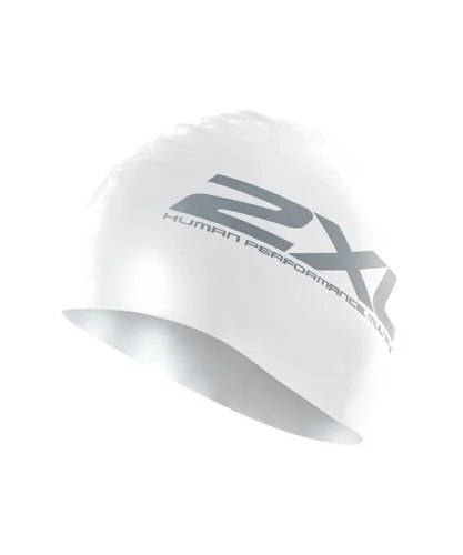 2Xu Unisex Silicone Swim Cap White/White - White & Silver - One