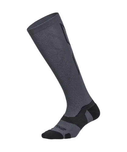 2Xu Unisex U Vectr L.Cush Full Length Socks Titanium/Black - Black/Dark Grey