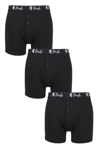 3 Pack Black Button Front Cotton Boxer Shorts Men's XXXX-Large - Pringle