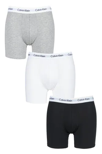 3 Pack Black / White / Grey Cotton Stretch Longer Leg Boxer Brief Shorts Men's Small - Calvin Klein