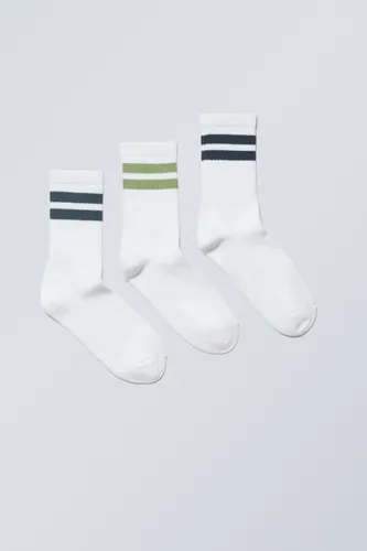 3-pack Sport Striped Socks - White