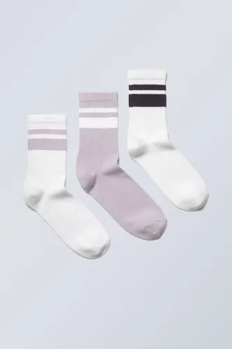 3-pack Striped Sport Socks - Purple