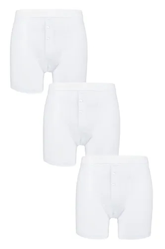 3 Pack White Button Front Cotton Boxer Shorts Men's Extra Large - Pringle