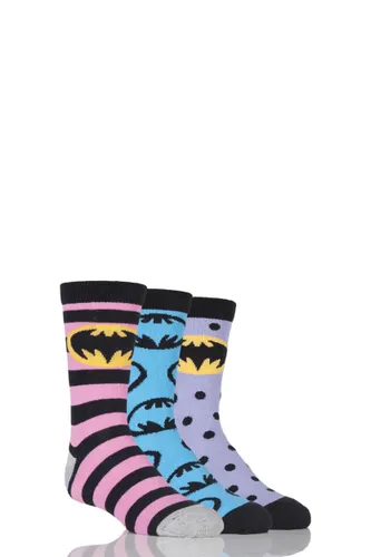 3 Pair Assorted Batman / Batgirl Striped, Spotty and All Over Motif Cotton Socks Girls 12.5-5.5 Kids (8-14 Years) - Film & TV Characters