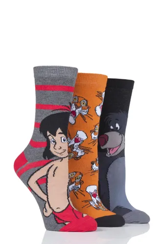 3 Pair Assorted Disney The Jungle Book Cotton Socks Ladies 4-8 Ladies - Film & TV Characters
