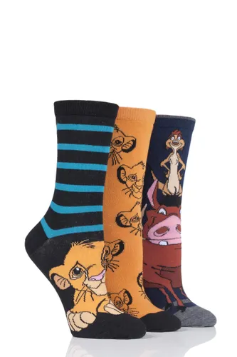 3 Pair Assorted Disney The Lion King Cotton Socks Ladies 4-8 Ladies - Film & TV Characters