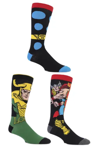 3 Pair Assorted Marvel Thor and Loki Cotton Socks Men's 11-13 Mens - Film & TV Characters