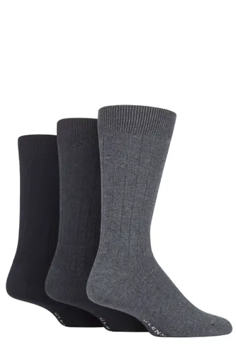 3 Pair Black / Navy / Grey Classic Bamboo Ribbed Socks Men's 7-11 Mens - Glenmuir