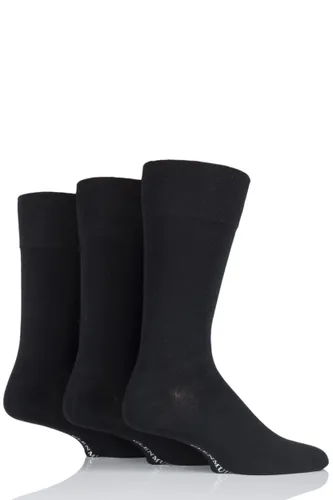3 Pair Black Plain Comfort Cuff Socks Men's 7-11 Mens - Glenmuir