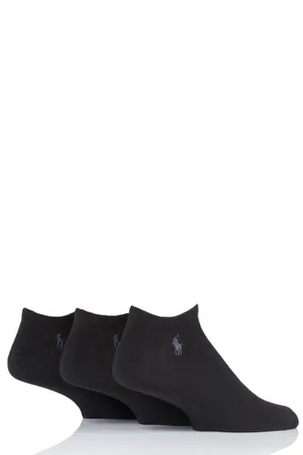 3 Pair Black Plain Cotton Ghost Ped Socks Men's 6-11 Mens - Ralph Lauren