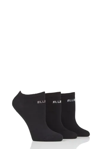 3 Pair Black Plain Cotton No-Show Trainer Socks Ladies 4-8 Ladies - Elle