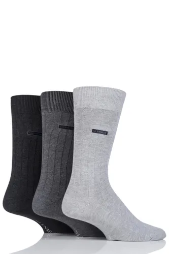 3 Pair Charcoal Classic Bamboo Ribbed Socks Men's 7-11 Mens - Glenmuir