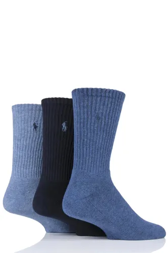3 Pair Denim Cotton Crew Sports Socks Men's 6-11 Mens - Ralph Lauren