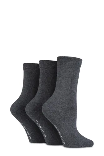 3 Pair Grey Classic Plain Bamboo Socks Ladies 4-8 Ladies - Glenmuir