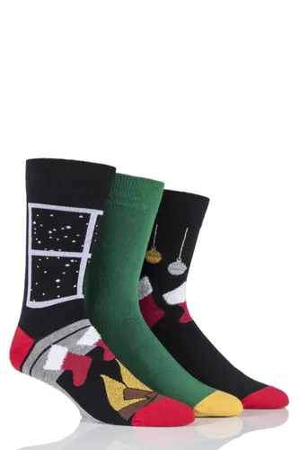 3 Pair Stockings and Fireplace Christmas Inspired Socks Men's 6-11 Mens - Wild Feet