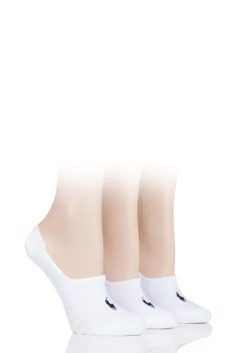 3 Pair White Cotton No Show Socks Ladies 4-7 Ladies - Ralph Lauren