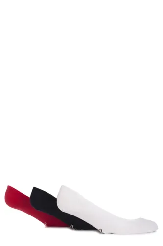 3 Pair White / Navy / Red Gourock Cotton Invisible Shoe Liners Men's 7-11 Mens - Pringle
