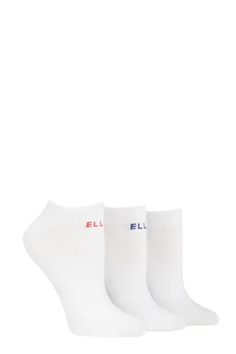 3 Pair White Plain Cotton No-Show Trainer Socks Ladies 4-8 Ladies - Elle