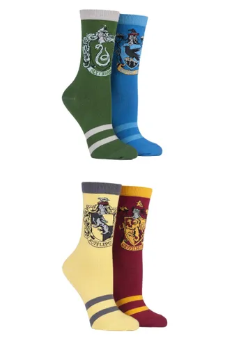 4 Pair 4 Pair Pack Mixed Options Harry Potter House Badge Socks Ladies 4-8 Ladies - Film & TV Characters