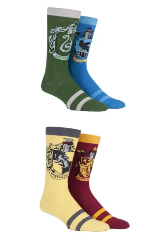 4 Pair Assorted Harry Potter House Badge Socks Men's 6-11 Mens - Film & TV Characters