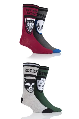 4 Pair Assorted Marvel Guardians of the Galaxy Groot, Rocket, Star-Lord and Drax Cotton Socks Men's 6-11 Mens - Film & TV Characters
