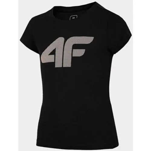4F  JTSD005  girls's Children's T shirt in Black